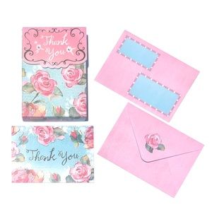 Punch Studio Thank You Roses Note Cards in Embellished Pouch (13744), 10 ct